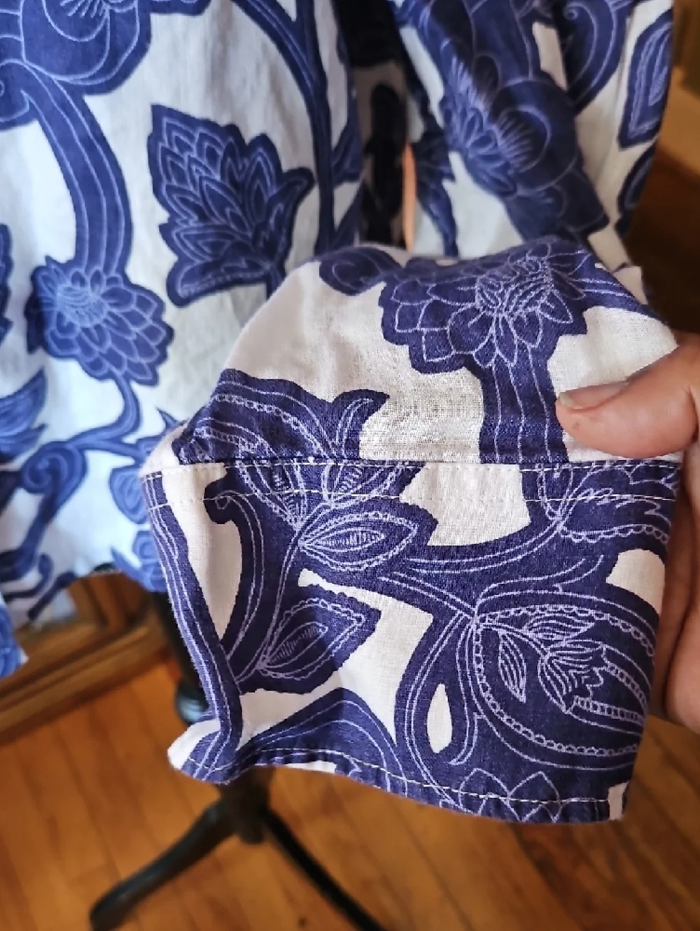 Boden Blue and White Floral Button-Up Blouse - Picture 5 of 8